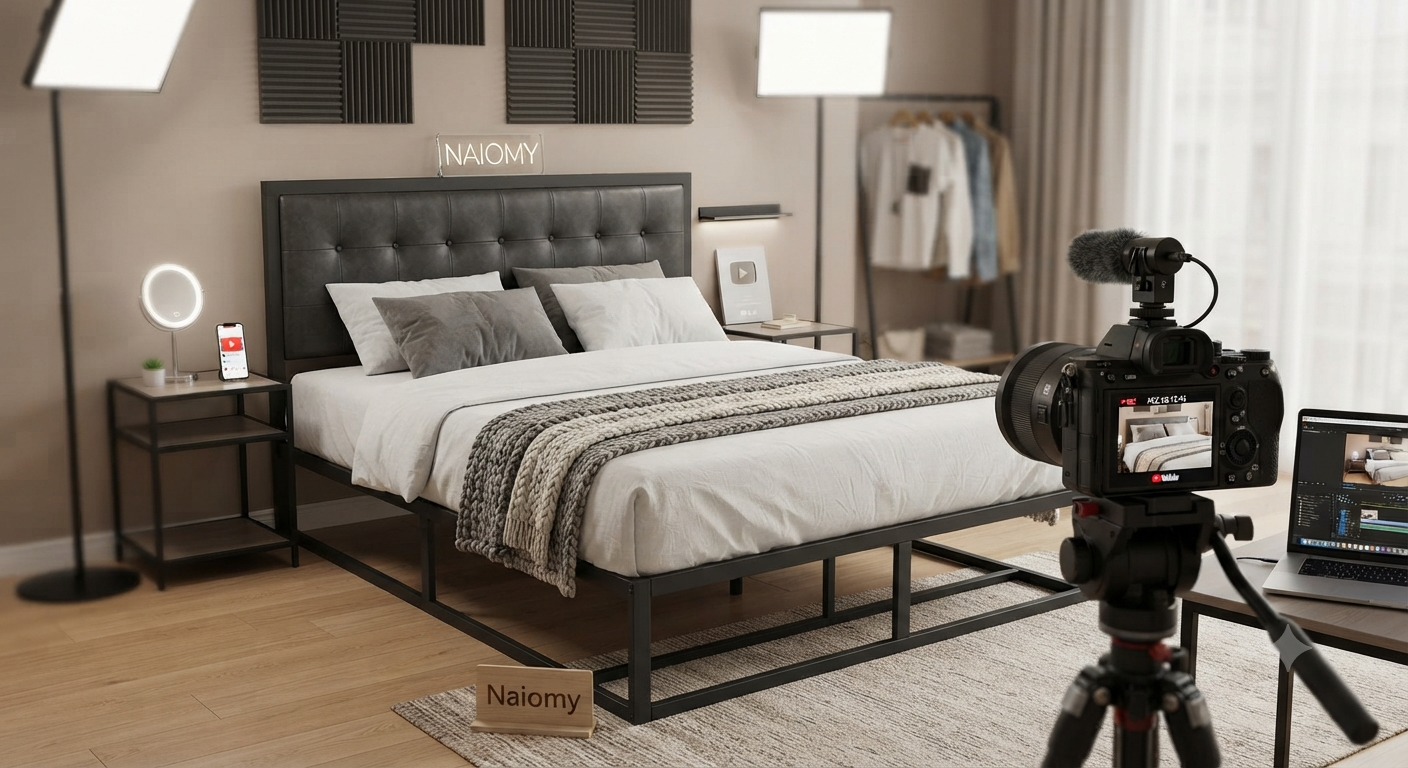Naiomy vegan leather metal platform bed youtube